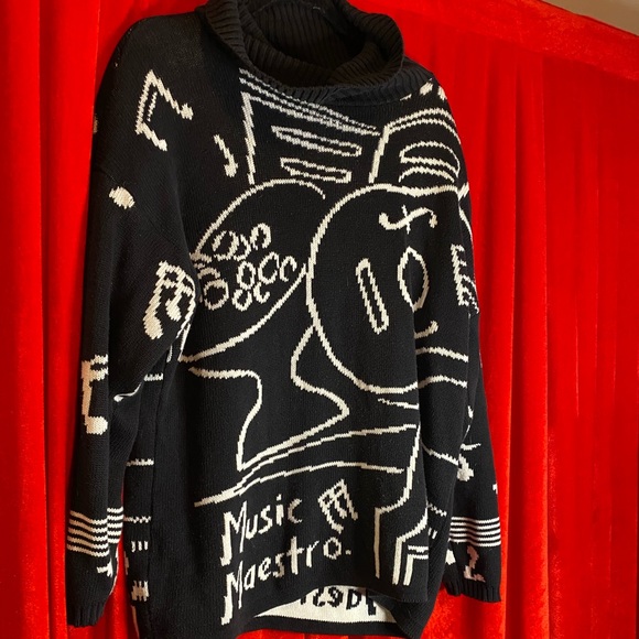 🎵🎶RARE vintage music notes sweater🎶 🎵 - Picture 3 of 10